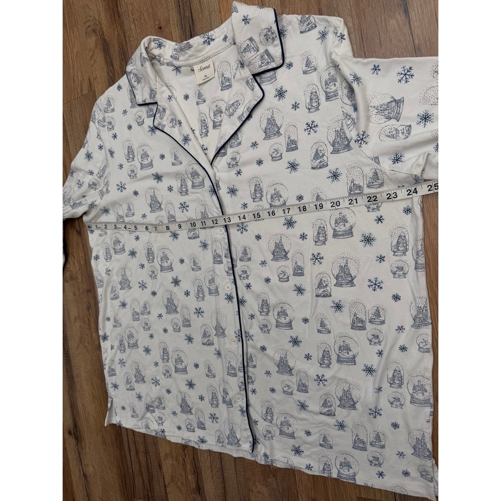 Soma Pajama Set XL Winter Snow Globe Print Button Up Top Pants - Picture 8 of 12